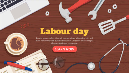 Labour day banner vector
