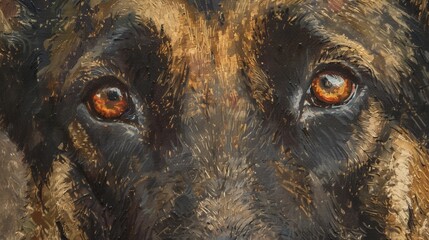 Dog with Orange Eyes and Black Nose - obrazy, fototapety, plakaty