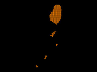 A sketching style of the map Saint Vincent and the Grenadines, consisting of orange hexagons. An abstract image for a geographical design template. Image isolated on black background. - obrazy, fototapety, plakaty
