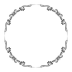 vector hand drawn ornamental frame on white background