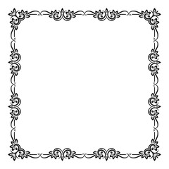 vector hand drawn ornamental frame on white background