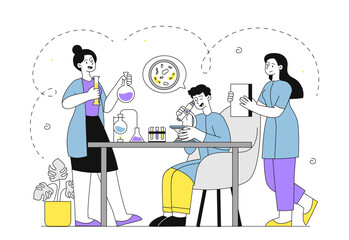 Chemical researchers vector simple