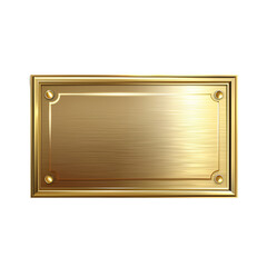 Golden Rectangular Plaque Isolated on Transparent Background