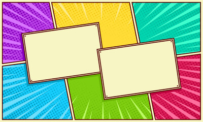Comic pop art abstract frame background template
