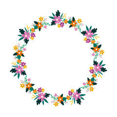 Fototapeta na wymiar Vector hand drawn spring floral frame on white