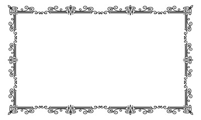 vector hand drawn ornamental frame on white background