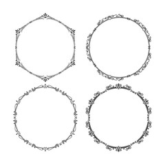 vector hand drawn ornamental frame collection on white background