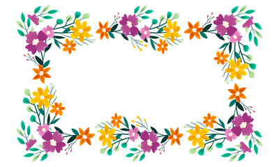 vector hand drawn spring floral frame concept