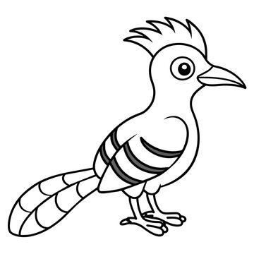 recommend clip art: Whimsical Hoopoe Line Illustration to Color