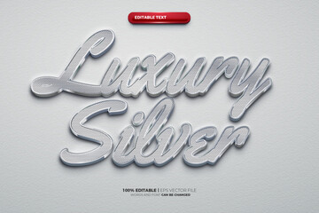 Luxury Silver 3D editable text effect logo template