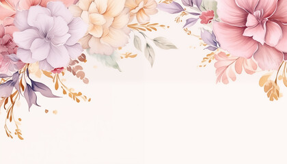 Watercolour flower pattern background. Wedding composition, stationery, invitations, greeting cards and decorations. 