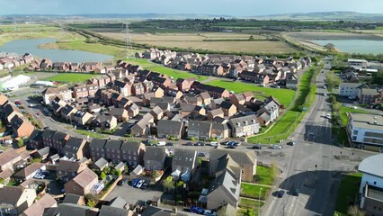 High Angle View of Central Leighton Buzzard Town of England UK. March 29th, 2024