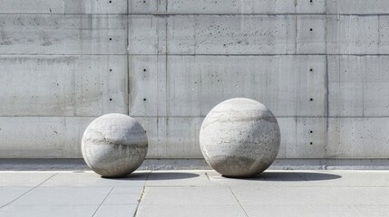 Two concrete spheres on the pavement
