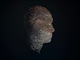 A close up of a face with a fingerprint