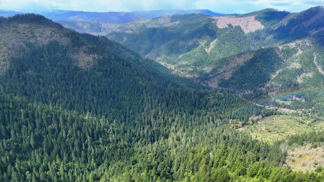 panorama of the mountains with a Rainbox