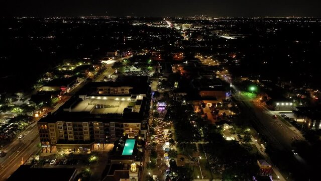 Aerial video of downtown Maitland, Florida, USA. April 5, 2024. North of Orlando, city. 
