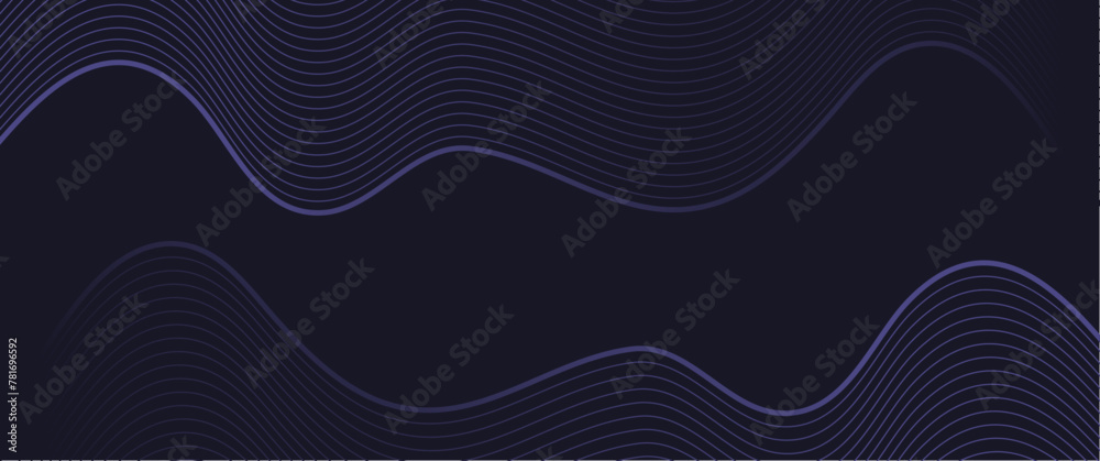 Wall mural abstract blue wavy curve line, asymmetric wavy stroke pattern with gradient for modern background, g