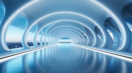 white futuristic tunnel