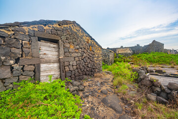 Stone houses and stone piles in the ancient salt fields of Yanding, Danzhou, Hainan, China