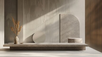 stone podium, minimalist style generative ai