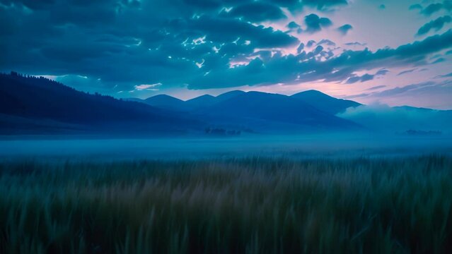 nightscape mountain landscape. 4k video animation