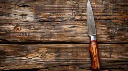 A knife on a wooden table