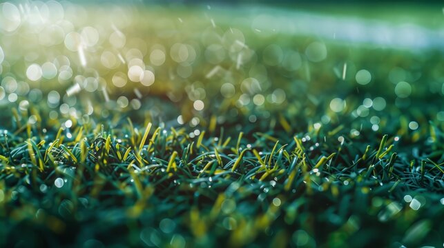 Football field cloes up green grass