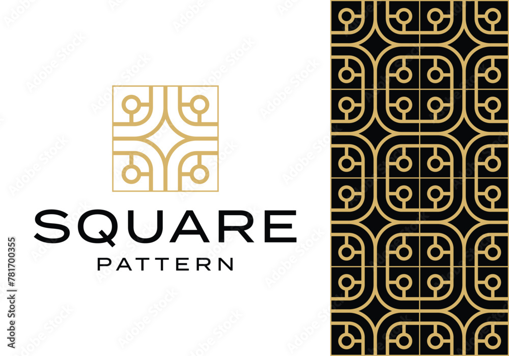 Poster geometric square pattern logo icon vector design template