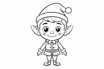 cute elfcartoon character outline silhouette vector art illustration