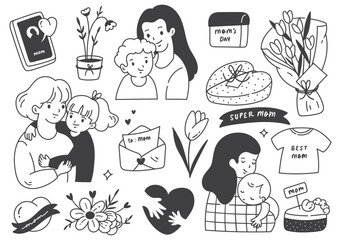 hand drawn mother's day celebration doodle concept line art illustration - 781702573