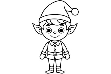 cute elf cartoon character outline silhouette vector art illustration