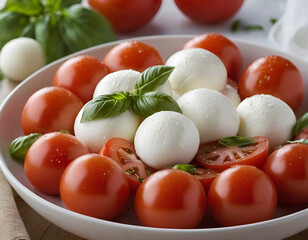 Classic Italian Caprese Salad with Mozzarella Balls