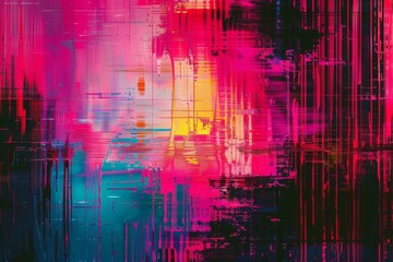Digital art of abstract streaks with magenta, pink, and neon glow, resembling city lights reflected on water.

