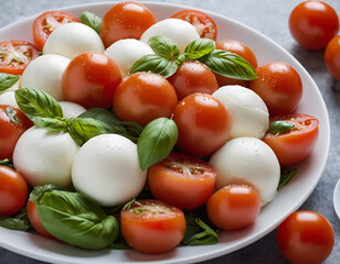 Classic Italian Caprese Salad with Mozzarella Balls