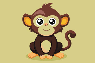 Cute monkey silhouette vector art illustration