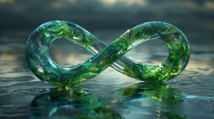 Green energy infinite cycle symbol - obrazy, fototapety, plakaty