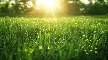 Fototapeta premium a green field by the sun generative ai