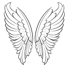 Vector outline icon of wings for aviation or angelic designs.