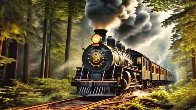 steam train in the forest