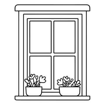Vector outline icon of a window for architectural designs.