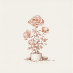 bouquet of roses in vase illustration
