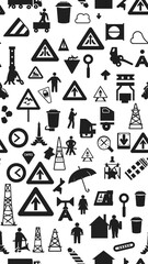 Seamless pattern of constructions signs. AI Generative