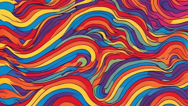 Abstract background of rainbow groovy Wavy Line, motion
