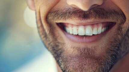 A mans smile is charming and charismatic illuminating his magnetic personality. .