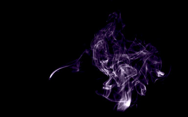 Art images of Smoke swirling with purple light effect isolated on black background.