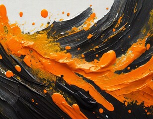 pintura naranja y negra sobre lienzo. - obrazy, fototapety, plakaty