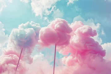 dreamy pastel cotton candy texture soft romantic background ethereal candy floss clouds abstract photograph - obrazy, fototapety, plakaty