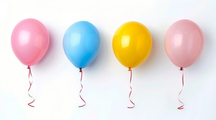 Set of different color balloons on white background. Banner design