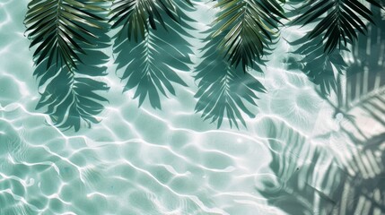 Shadow of palm leaves on white sand beach generative ai
