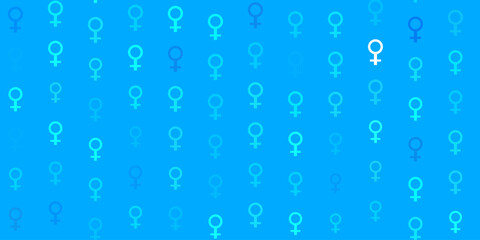 Light BLUE vector background with woman symbols.
